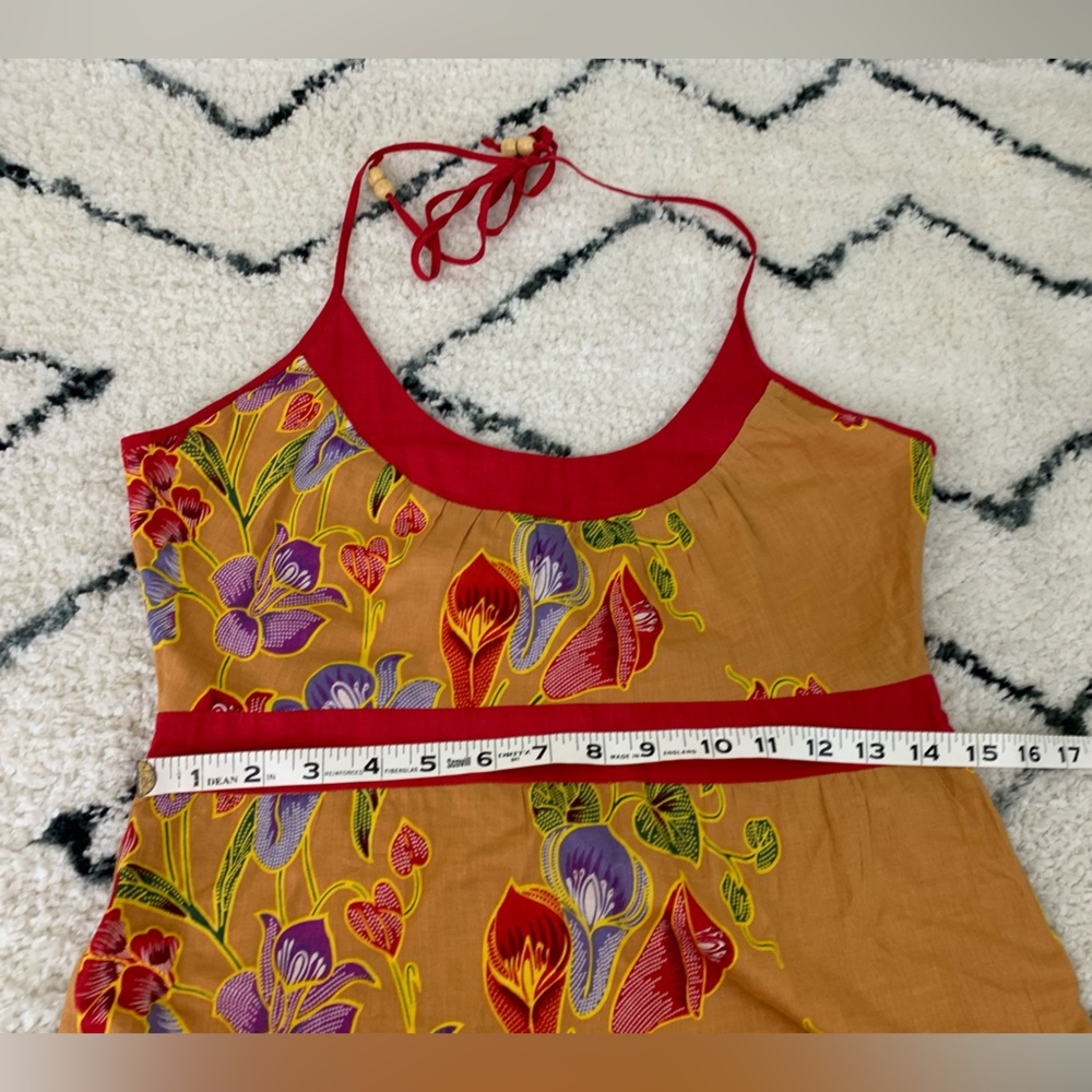 Vintage Y2K Sweetees Floral Halter Dress - Yellow with Red Trim - Picture 7 of 11